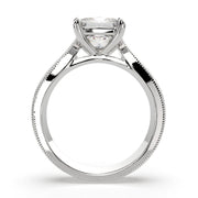 Valentina Princess Cut Solitaire Tapered Milgrain Engagement Ring Setting - Nivetta